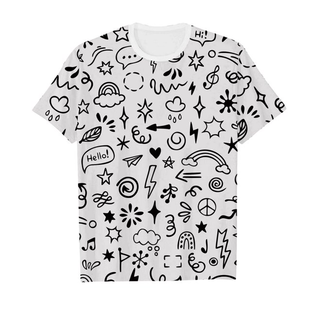 TZEWGL Hauts pour Infnat Imprimé Graphique Lettre Pulls Manches Courtes Blouse pour Filles Garçons Taille 10-11T