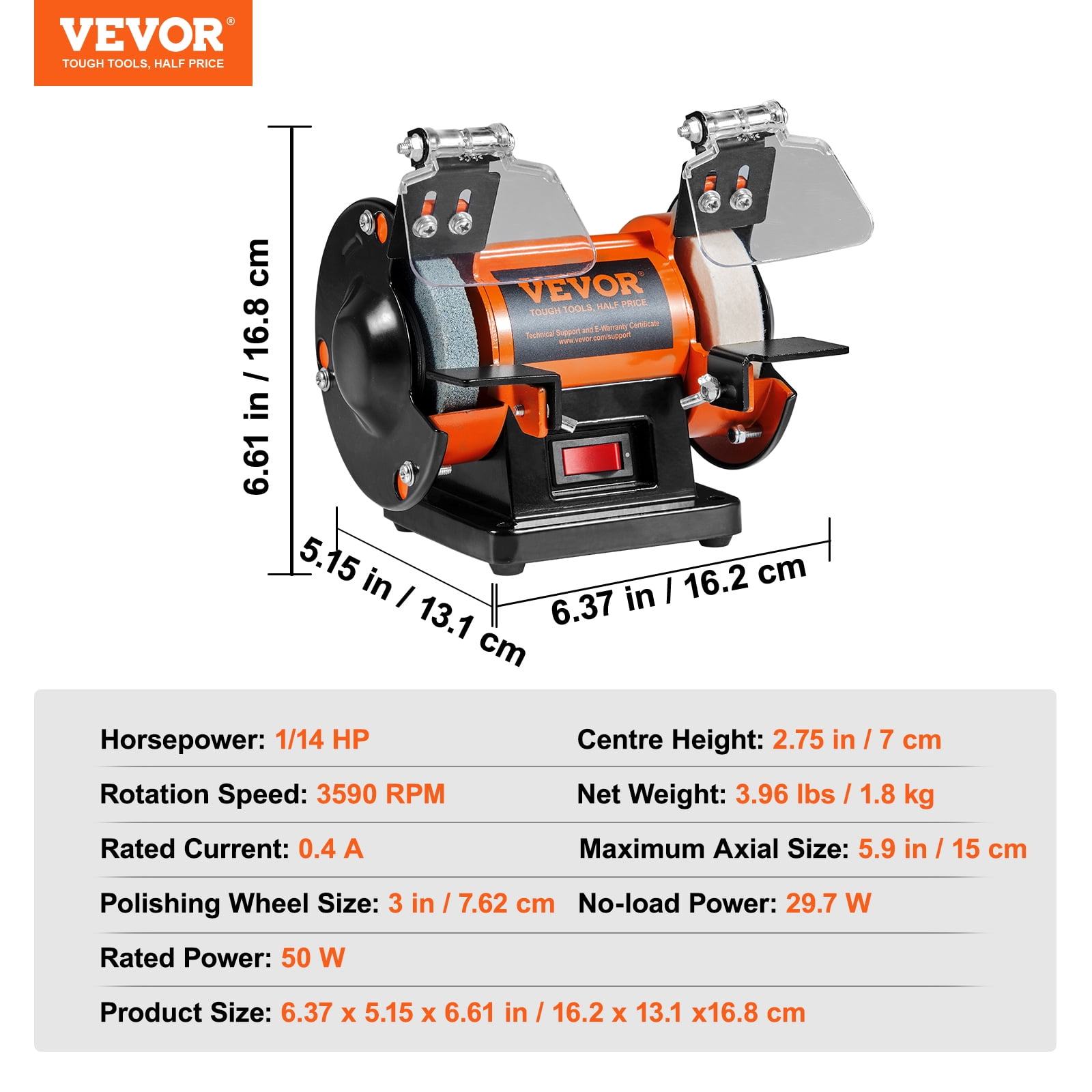 VEVOR Jewelry Polisher, Bench Grinder Polishing & Buffing Machine, 3590RPM Bench Lathe Polisher with 1 Wool Wheel & 1 Abrasive Fiber Wheel & 1 Grinding Wheel & 100pcs Tools