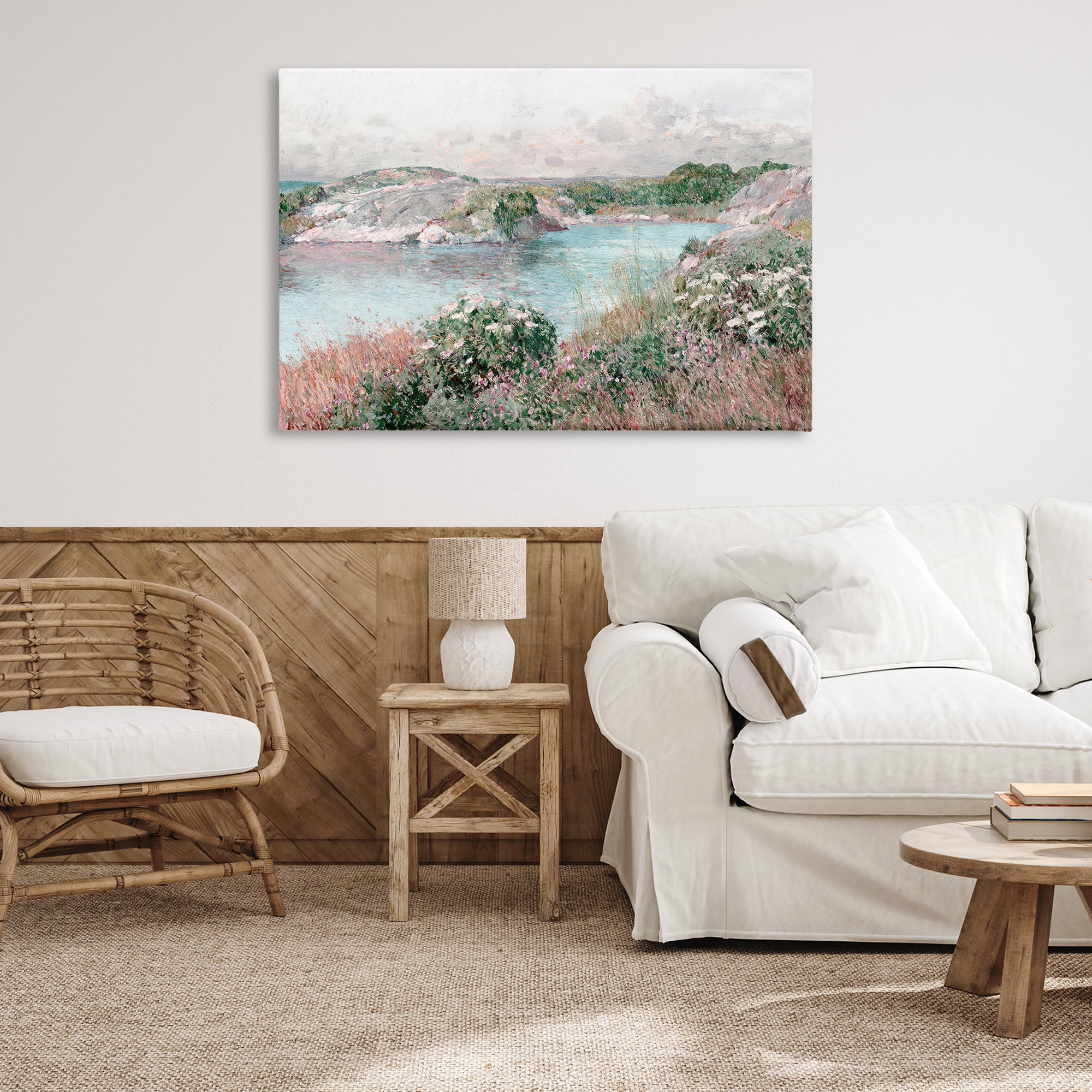 Stupell Industries Classic Riverbank Landscape Landscape & Nature Painting Wrapped Canvas Art Print Wall Art, 45 x 30