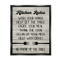 Stupell Industries Rustic Kitchen Rules Food & Beverage Painting Black Floater Framed Canvas Art Print Wall Art, 17 x 21