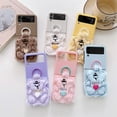 thumbnail image 2 of Case Compatible With Galaxy Z Flip 4, Cute Embroidered Plush Bear Hard Pc Shockproof Cover With Ring, 2 of 5