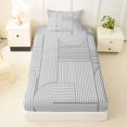 thumbnail image 4 of Castle Fairy Minimalist Stripes Twin Sheets 3pcs,Geometric Thin Line Texture Bedding,Light Gray White,1 Flat Sheet, 1 Fitted Sheet and 1 Pillowcase, 4 of 7