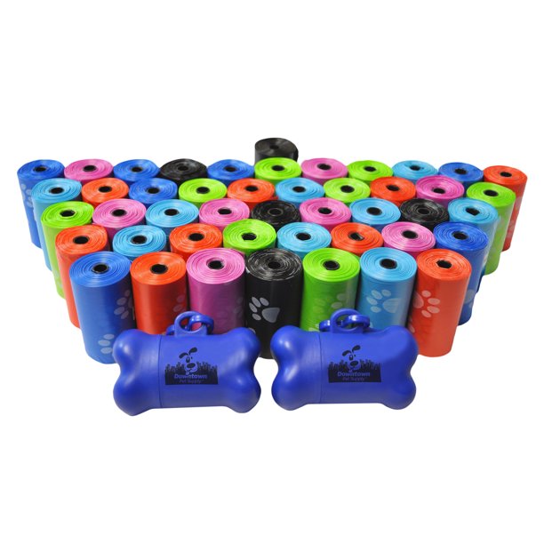 Dog Pet Waste Bags with Two Free Leash Dispensers, 920 Bags, Rainbow