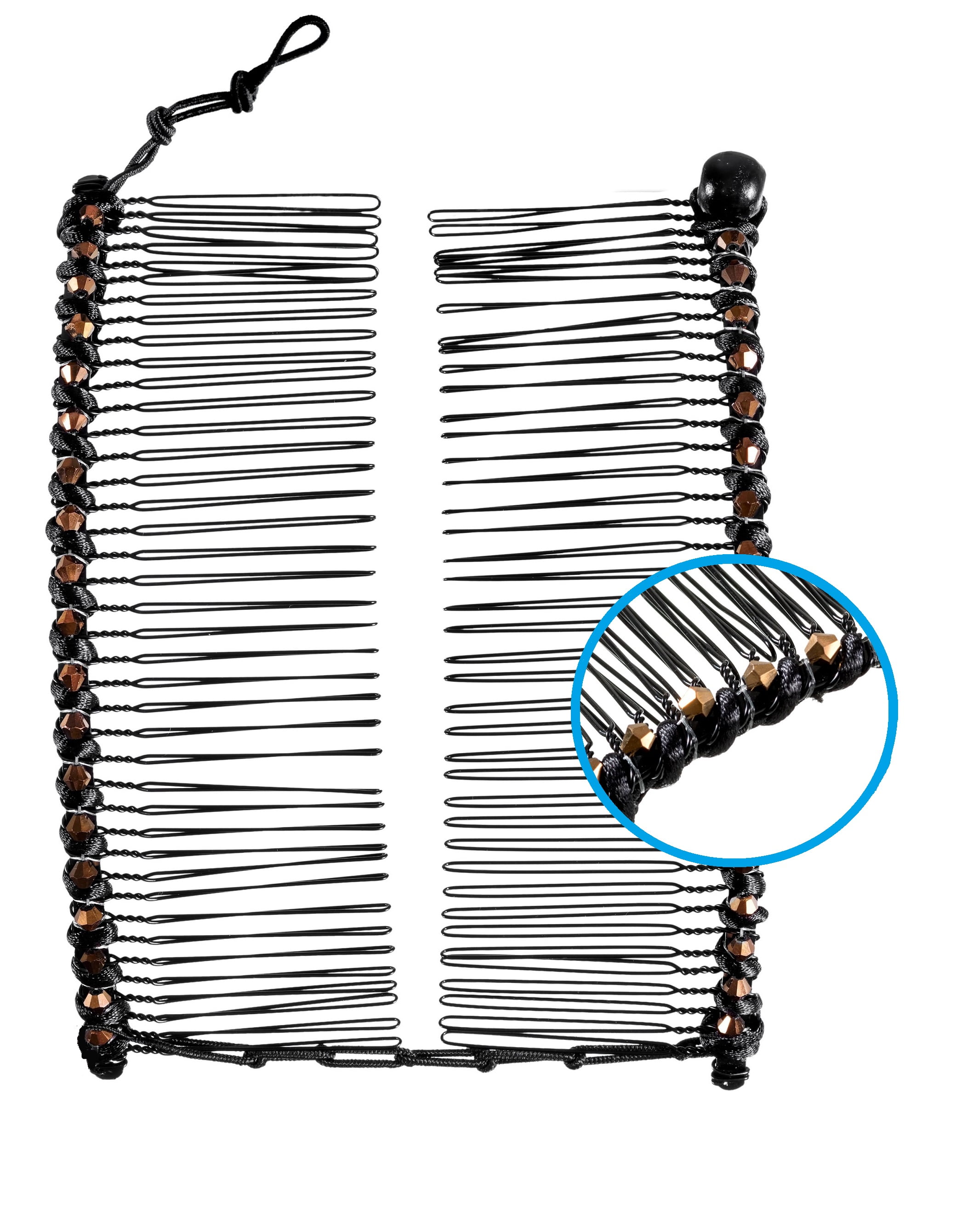 Stretch Banana Hair Clip for Thick Hair (Large, Black Satin & Copper