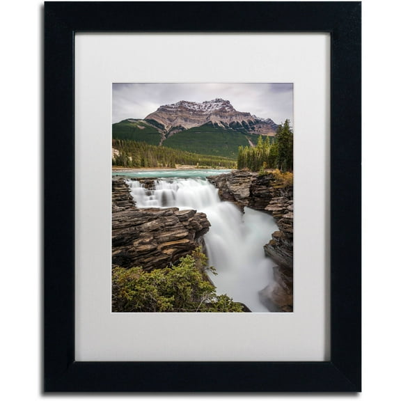 Trademark Fine Art 'Athabasca Falls' Canvas Art by Pierre Leclerc, White Matte, Black Frame