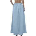 thumbnail image 6 of Yucgh Women's Solid Color Fishtail Split Skirt with Elastic Waist & Side Pockets, Swing Maxi Skirt, Casual Linen Blend Beach Skirt for Summer,Light Blue,M, 6 of 7