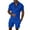 Blue, variant on Men Outfit Set Striped Two Piece Suit Zipper Short Sleeve Top And Drawstring Pocket Shorts For Men Summer Casual Matching Set Blue XL