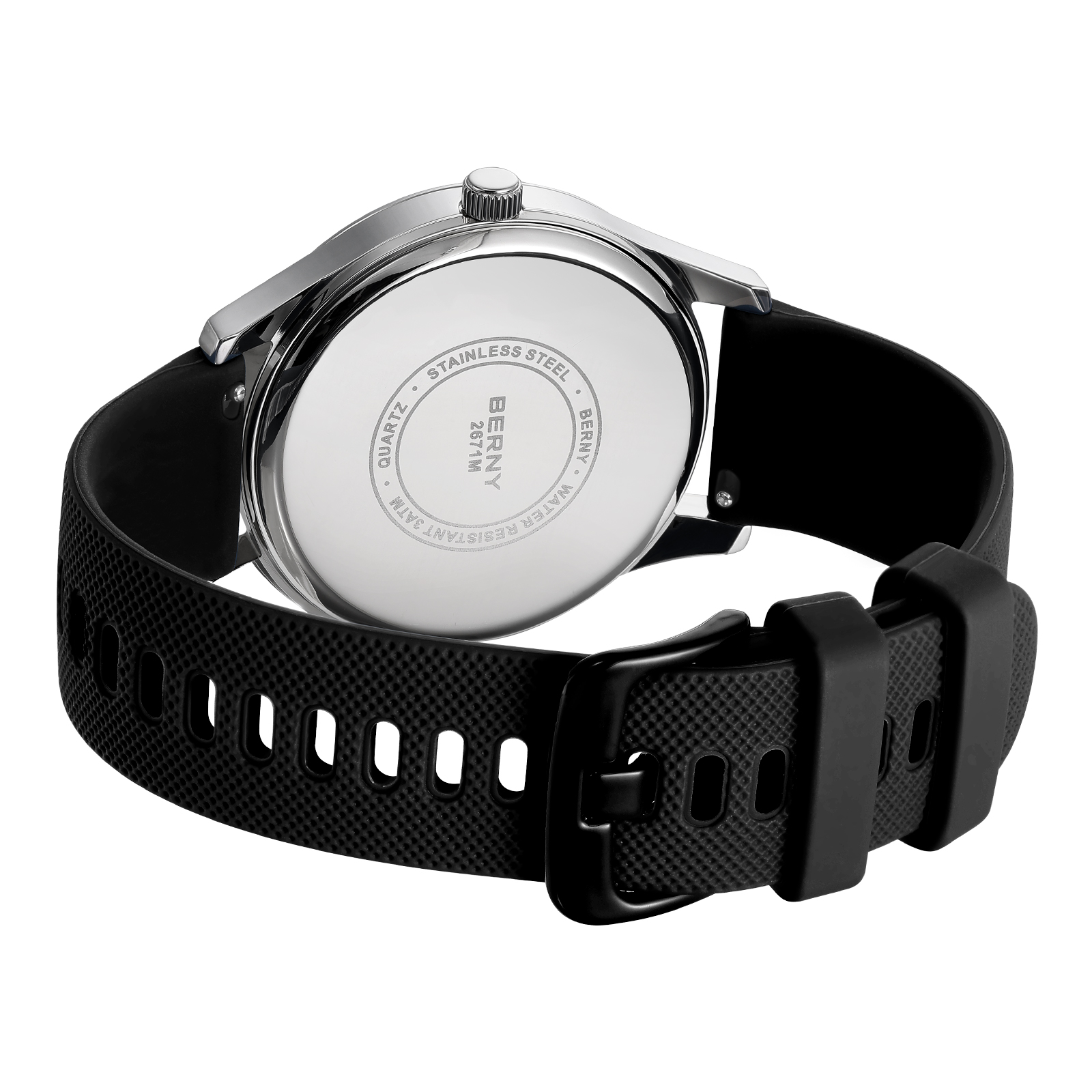 BERNY Modern Quartz Watch for Men Casual Easy Read Wristwatch with Arabic Numeral Watch Dial, Silicone Strap and Day & Date Calendar-White Dial