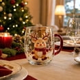 thumbnail image 4 of Christmas Themed Glass Mug with Handle, Christmas Motif Glass Coffee Cup, Santa Reindeer Christmas Tree Snowman Embossed Holiday Drinking Glass, Thickened Clear Glass Festive Winter Beverage Mug, 4 of 8