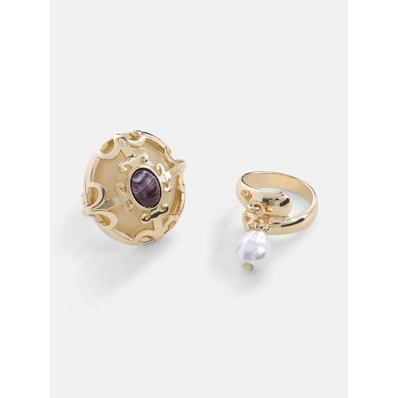 Scoop Scroll and Wrap Rings, Gold-Tone, 2-Piece Set
