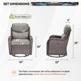 thumbnail image 7 of PARKWELL Patio Wicker Chairs Swivel Rocker Set of 4,Outdoor Rattan Swivel Glider Rocking Lounge Chairs for Patio Porch Pool,Brown/Gray, 7 of 7