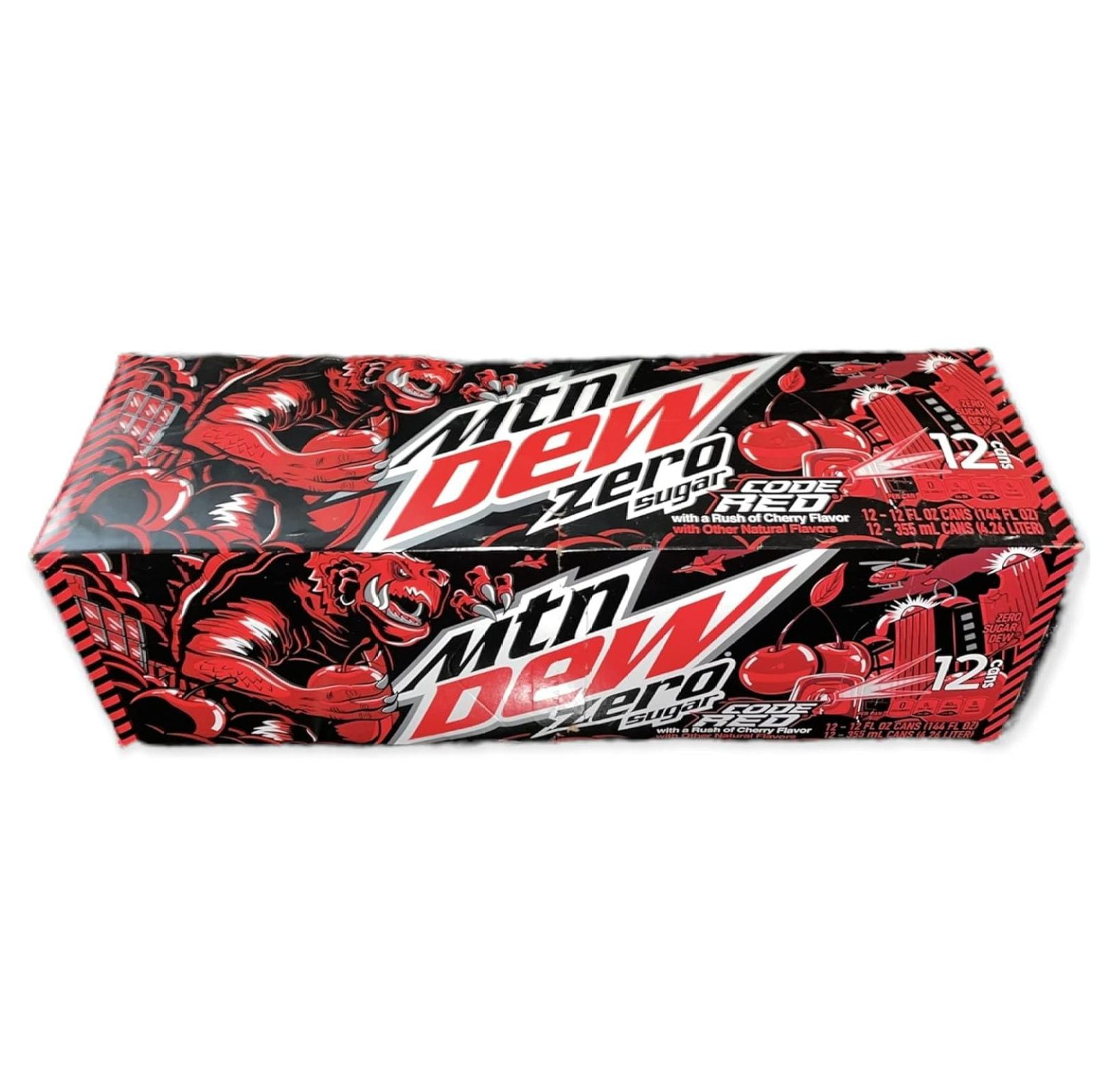 LUWEI Mountain Dew Code Red Zero, Cherry Flavor, 12 oz, 12 Cans
