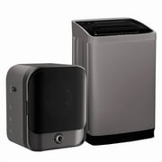 TABU Washer and Dryer Set, 17.6LBS Full Automatic Washing Machine & 2.6 Cu.Ft Portable Clothes Dryer Combo (Gary&Black)