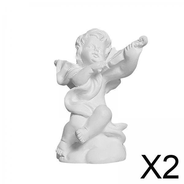 2xEstatua De ángel Pequeño De Resina Decorativa, Figura De Querubín Para Mesa, Dormitorio, Hotel, 3,3 X 3,3 X 6,2 Cm, Violín