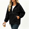 thumbnail image 6 of IUYRTFE Women's Half Zip Waterproof Jacket with Detachable Hood Long Sleeve Outdoor Windbreaker, 6 of 7
