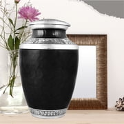 Aluminum Handcrafted Urn - Elegant Keepsake Holder for Adult Human Ashes (Onyx & Chrome)