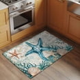 thumbnail image 2 of 2x3 Ft Entryway Area Rug, Teal Coastal Starfish Kitchen Rug Runner Washable Floor Mat, Vintage Summer Beach Nautical Coral Non Slip Indoor Door Mat Throw Carpet for Bathroom Living Room Bedroom, 2 of 8