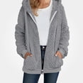 thumbnail image 3 of ITSAME Womens Plus Size Fleece Hooded Jacket Zip Up Textured Fall Winter Casual Coat with Pockets Gray Size 5XL, 3 of 8