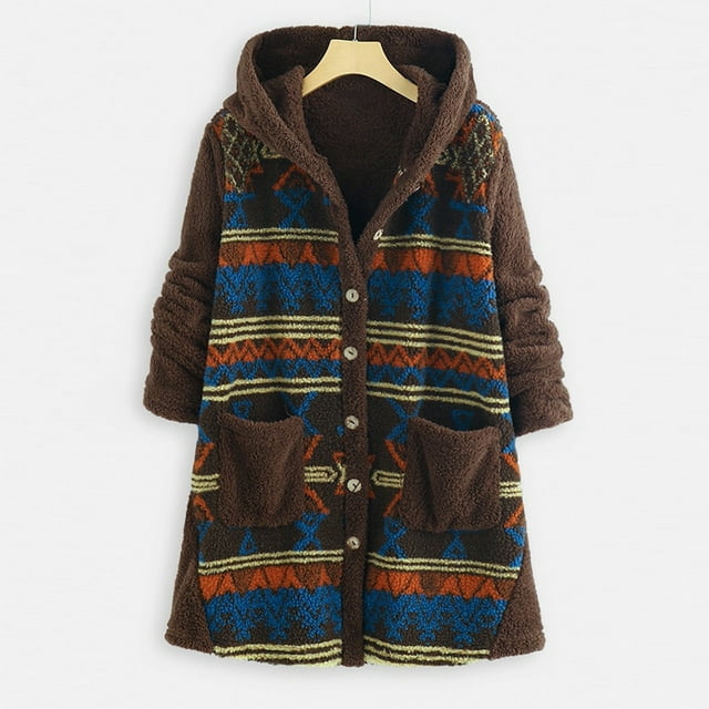 Ichuanyi liquidación moda para mujer chaqueta de abrigo cálido caliente botón de invierno impresión de manga larga ICHUANYI WER202308240612