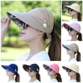 thumbnail image 2 of Fashion Womens Ladies Summer Vacation Wide Brim Foldable Sun Hat Anti-UV Beach Visor Caps Casual Hats, 2 of 9