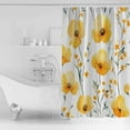 thumbnail image 4 of 60x72 Inch Shower Curtains for Bathroom Yellow Flowers Fabric Bath Curtain Decor Spring Watercolor Botanical Floral Herbs Waterproof Restroom Curtains Shower Set Accessories with 12 Hooks 60 Inch, 4 of 6