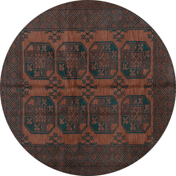 Ahgly Company Indoor Round Persian Light Blue Traditional Area Rugs, 4' Round
