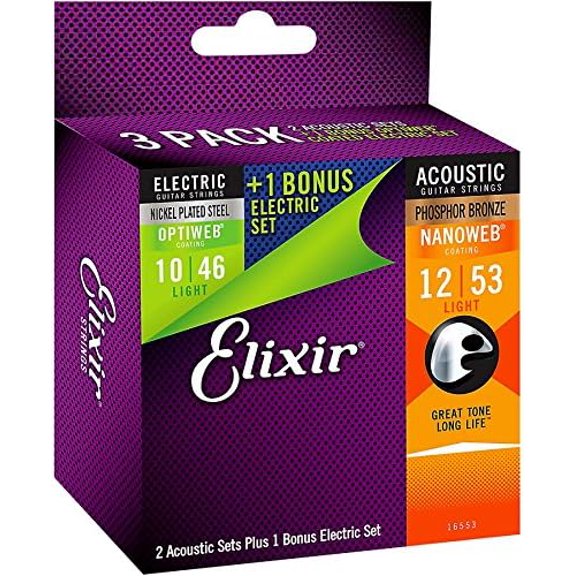 2x Phosphor Bronze Acoustic 1x Electric Strings w OPTIWEB Coating