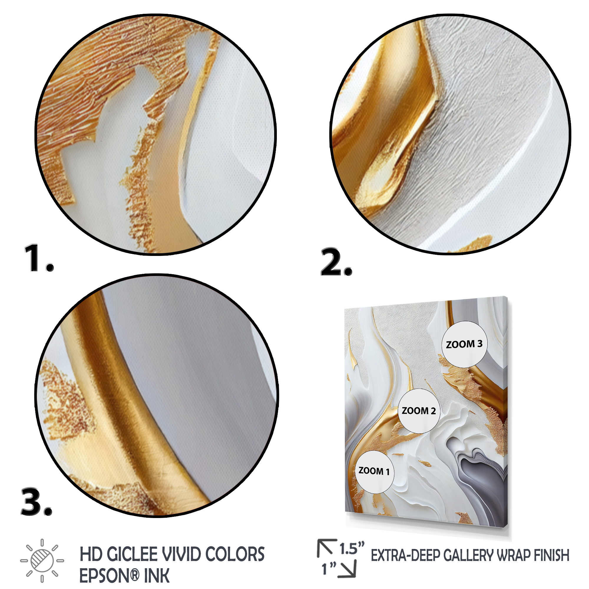 Designart White And Gold Marble Abstract I Canvas Wall Art