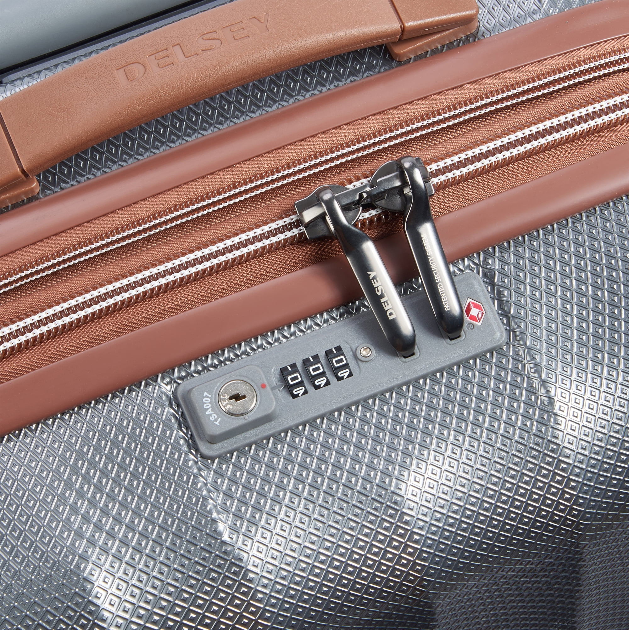 DELSEY PARIS Carrousel 24" Medium Checked Hardside Expandable Spinner Luggage, Platinum