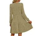 thumbnail image 4 of Fmbrln Dress for Women Long Sleeve Crew Neck Pleated Mini Dress Casual Loose Solid A-Line Dress, 4 of 8