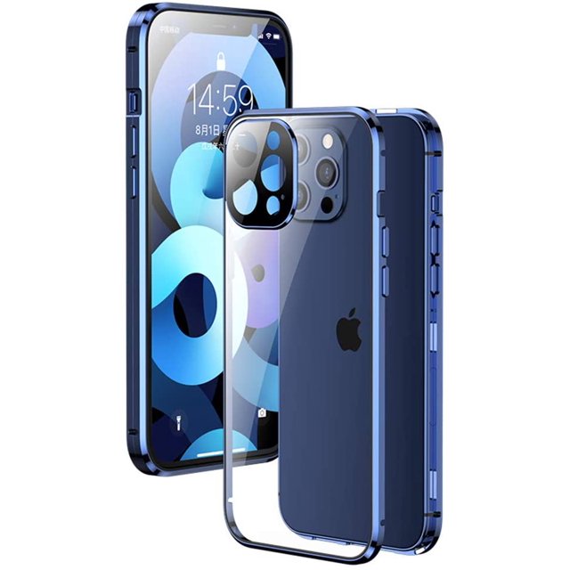IBAOLEA Magnetic Case with Safety Lock for iPhone 12 (6.1-Inch 2 Cameras) Double-Sided Glass 360° Full Body Cover Built-in Camera Lens Protector Lockable Bumper Case (iPhone12, Red) Red iPhone12