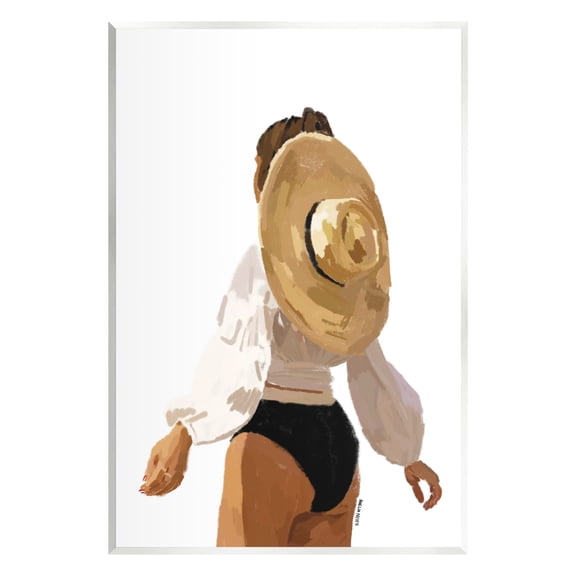 Stupell Industries Woman Draped Sun Hat Tropical Summer Vacation Graphic Art Unframed Art Print Wall Art, Design by Amelia Noyes