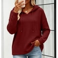 thumbnail image 2 of yillto Womens Hoodies Long Sleeve Crewneck Casual Shirts Tops Solid Color Loose Breathable Tee, 2 of 6