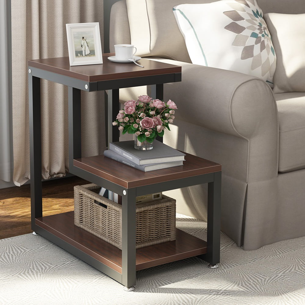 Tribesigns Modern End Tables 3 Tier, Espresso End Tables With Storage