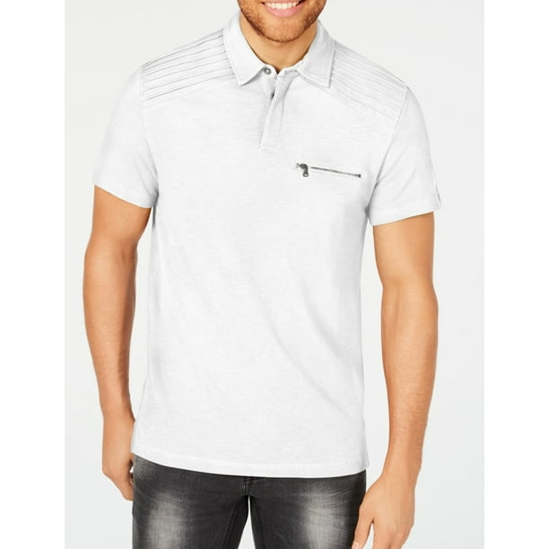 INC Mens Pleated Shoulder Textured Zip Pocket Polo Shirt 3XL