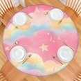 thumbnail image 2 of Colorful Cloud Star Pattern Round Fitted Tablecloth with Elastic Edge,Dining Table Cover Waterproof,Outdoor Round Tablecloth for Camping,Dining,Indoor and Outdoor, 2 of 7