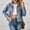 Blue#3, variant on Womens Denim Jackets Plus Size Denim Jackets for Women Clearance Casual Short Lapel Princess Sleeve Raw Edge Denim Blouse Jacket Coat