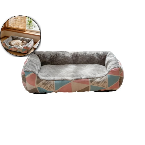 Dog Beds Large Sized Dog, Rectangle Washable Pet Bed with Removable Zipper Cover, Cute Soft Puppy Pet Bed with Jacquard Shaggy Plush & Non Skid Bottom