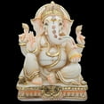 thumbnail image 2 of KARIGAROFFICIAL Ganesha Murti Statue 12 inches Gold Leaf Work Ganpati Figurine Marble Ganapati Idol Vinayak Deity Ganesha Large Big White Elephant Head God Home Decor Gift Sculpture Home First Ganesha, 2 of 6