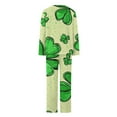 thumbnail image 4 of FDGIU Women's Soft Comfy Pajama Set - St. Patrick's Day Long Sleeve Green Print 2 Piece Loungewear, 4 of 6