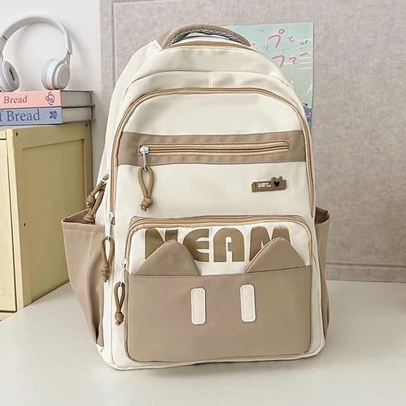 Kawaii Cat Bag Backpack 3D Ears Lightweight Women Daypack,Cute Big Laptop Backpacks for College Bookbag Travel Daypack