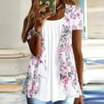 thumbnail image 2 of LEAVINGSUO Blouses for Women $5 Ladies Tops Womens Summer Casual Printing Round Neck Short Sleeve Tops Loose Blouses, 2 of 5