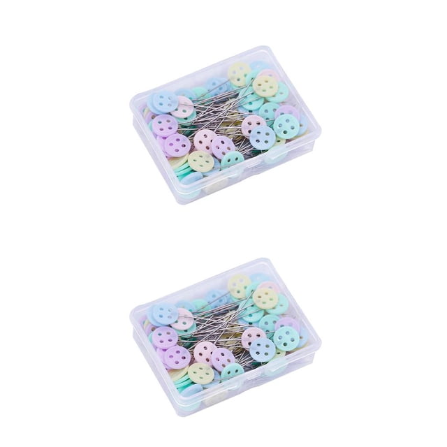 Moyic Alfileres de confección, agujas de coser de posicionamiento de retazos, herramientas de costura decorativas para el hogar, Color 4 agujeros 50PCS 2piezas