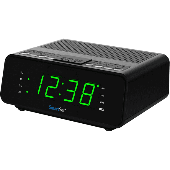 SmartSet Dual Alarm Clock Radio with AM/FM Radio, Dimmer, Sleep Timer and .9" LED Display, CKS1900