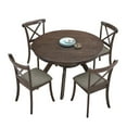 thumbnail image 4 of 47.24'' Round Rubber Wood Dining Table. Fits 4-6 people. Wooden Trestle Pedestal Base. Modern for Dining Room & Living Room. Stylish & Functional Kitchen Table. Elevate Your Dining Experience, 4 of 8