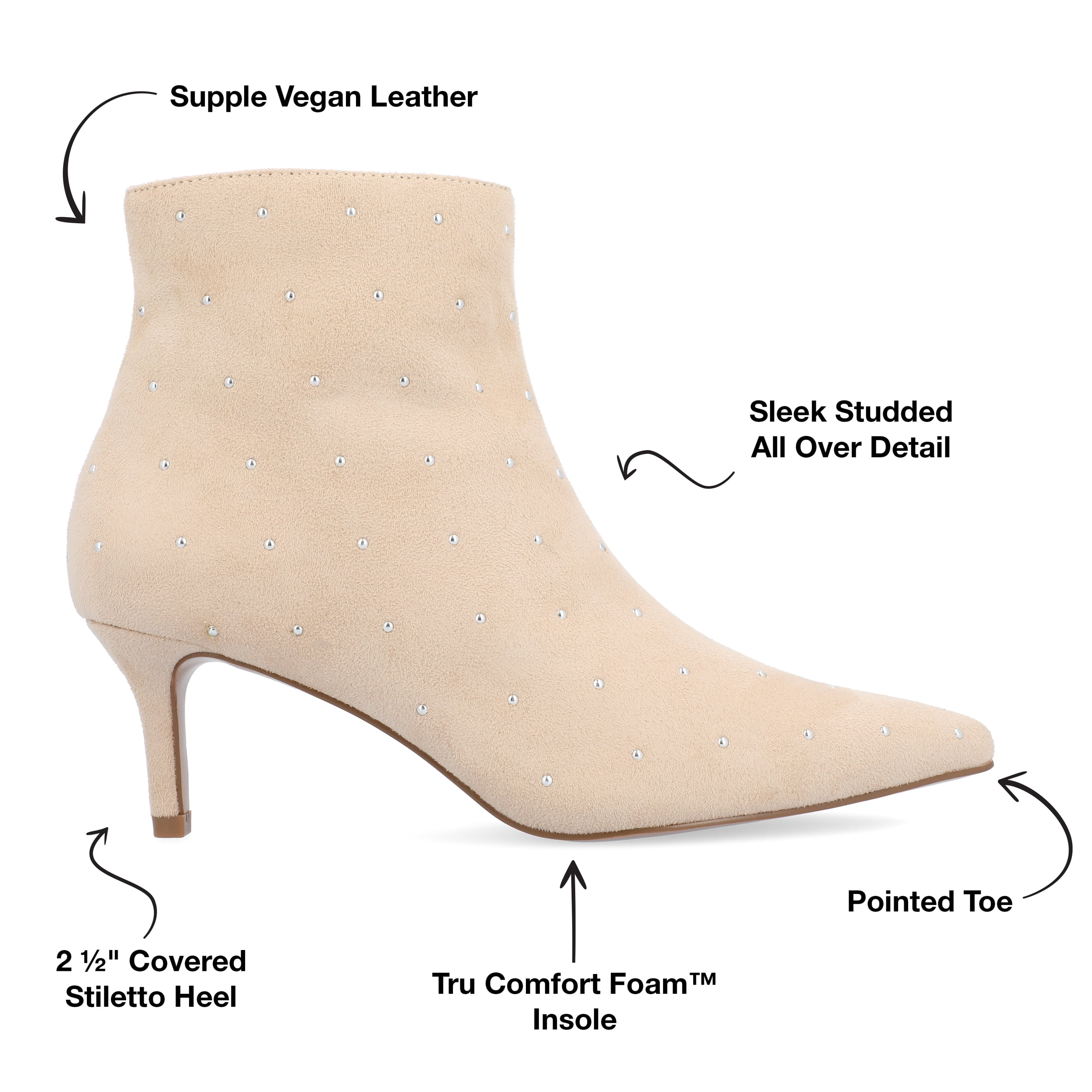 Journee Womens Rossia Inside Zip Kitten Heel Booties