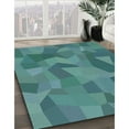 thumbnail image 3 of Ahgly Company Machine Washable Indoor Square Transitional Medium Teal Green Area Rugs, 6' Square, 3 of 7