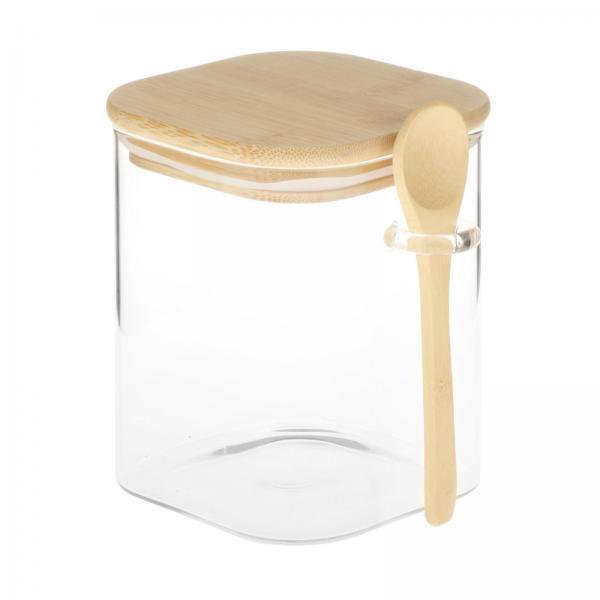 2xglass Recipiente de Azúcar Tarro con Bambú Y Spice Spice containers 800ml Sunnimix Tarro de almacenamiento