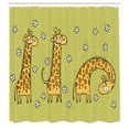 thumbnail image 3 of Ambesonne Animal Shower Curtain, Illustration of Giraffes, 69"Wx70"L, Avocado Green Caramel, 3 of 5