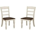 thumbnail image 2 of Benzara Wooden Side Chair with Ladder Style Backrest, Set of 2, Walnut Brown and White, 2 of 2
